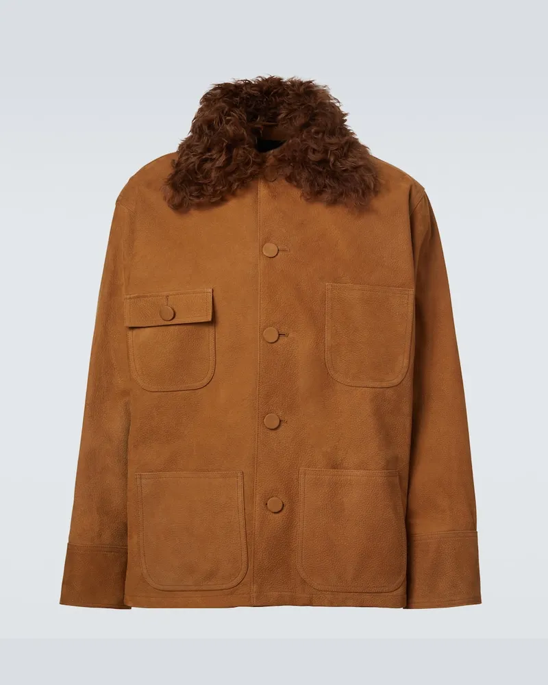 PLAN C Feldjacke aus Veloursleder mit Shearling Braun