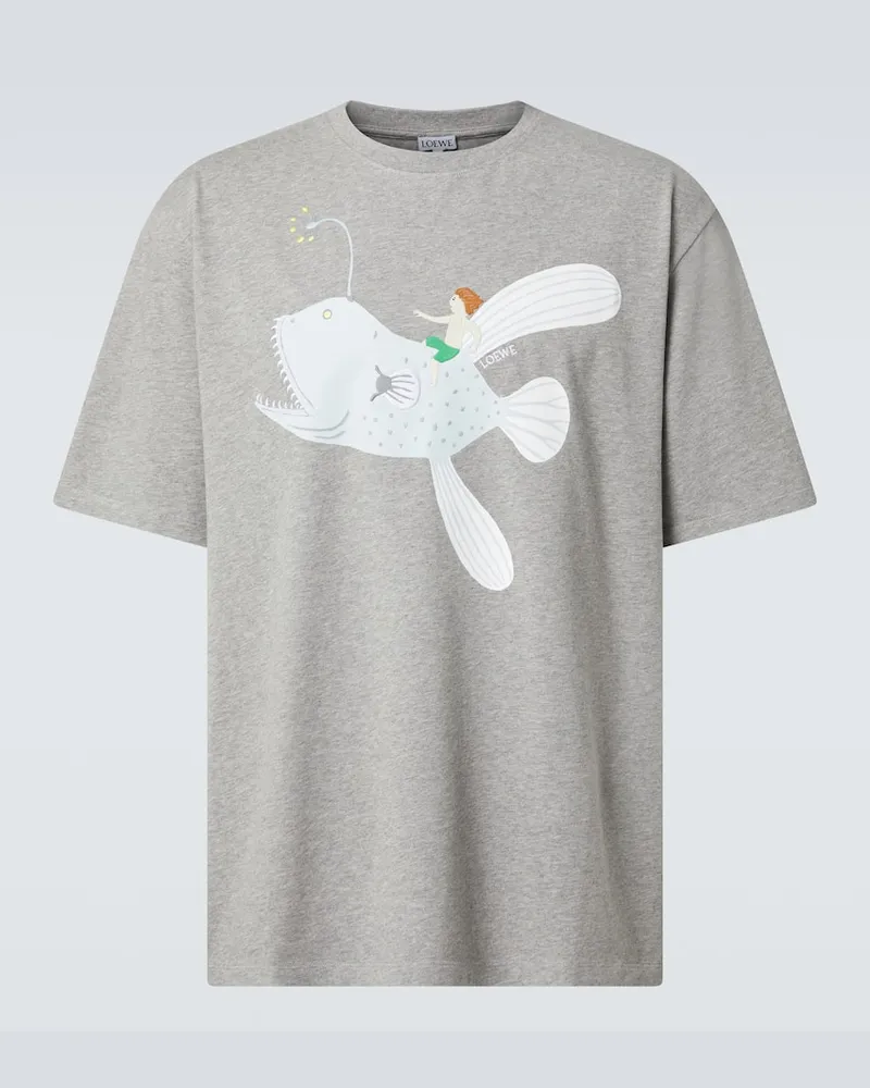 Loewe X Suna Fujita T-Shirt Deep Sea aus Baumwoll-Jersey Grau