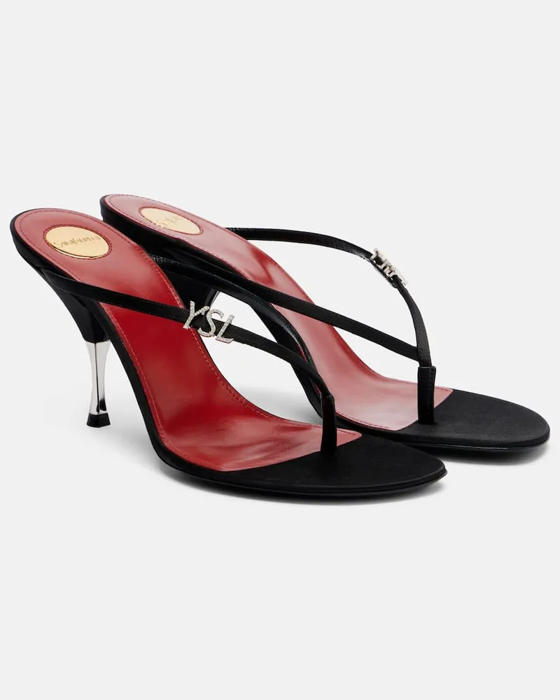 Saint Laurent Sandalen Jerry aus Satin Schwarz