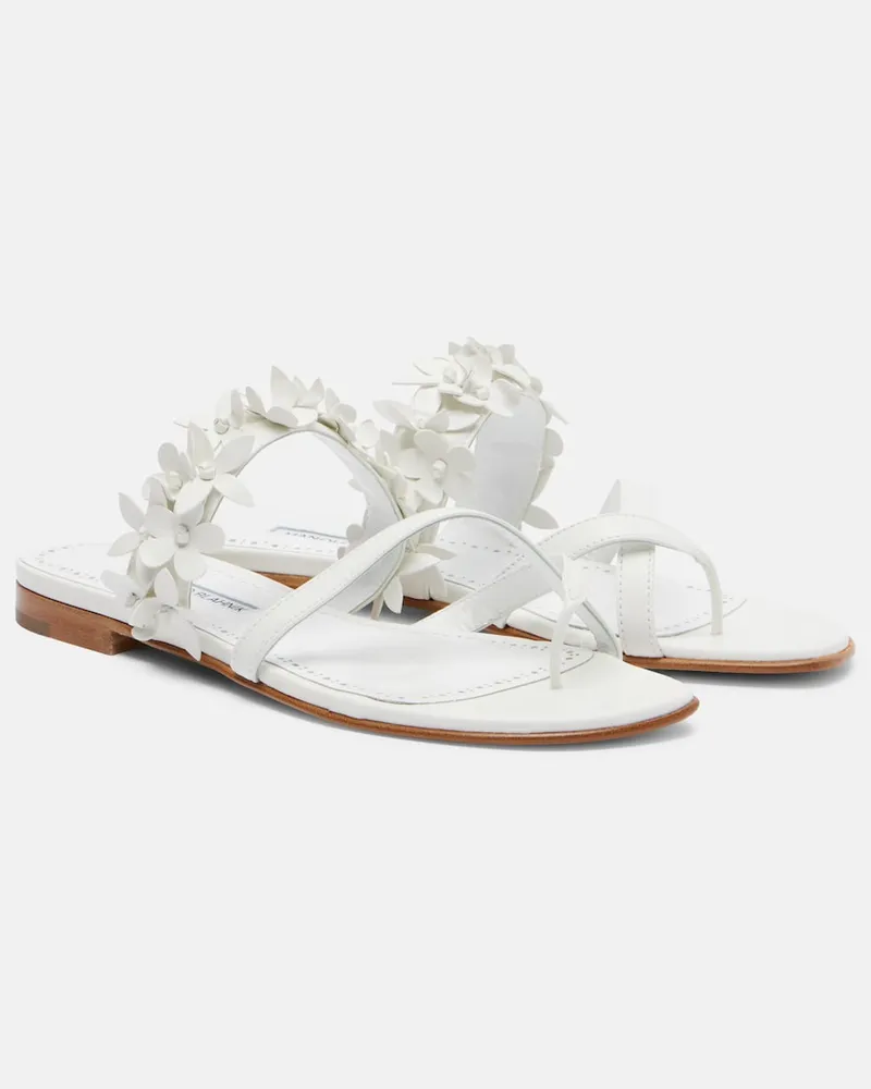 Manolo Blahnik Sandalen Fiosa aus Leder Weiß