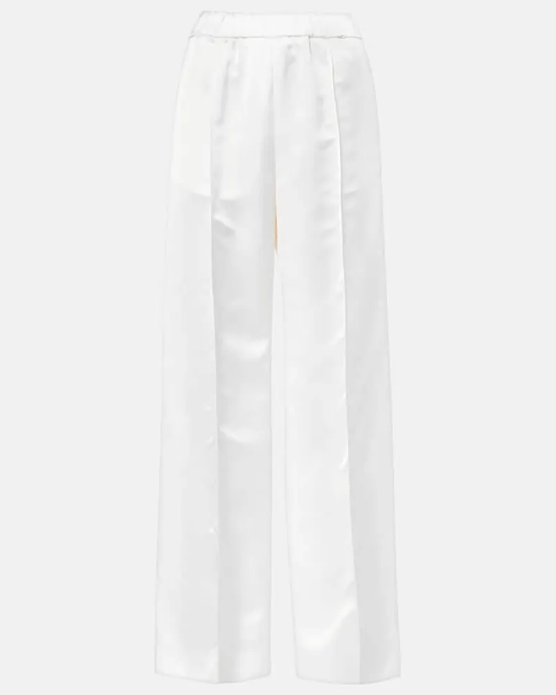 Jil Sander Weite High-Rise-Hose aus Satin Weiß