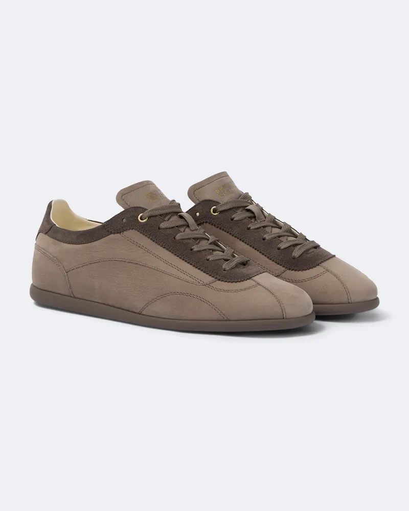 Brunello Cucinelli Sneakers aus Leder mit Veloursleder Grau