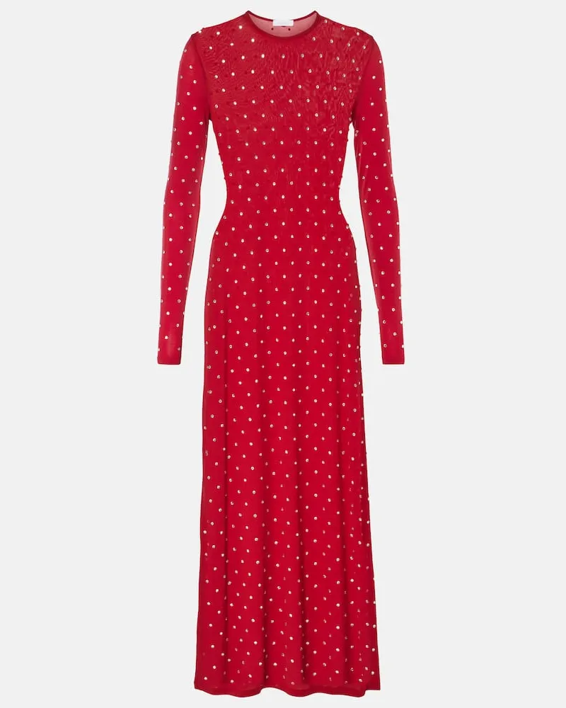Paco Rabanne Maxikleid mit Kristallen Rot