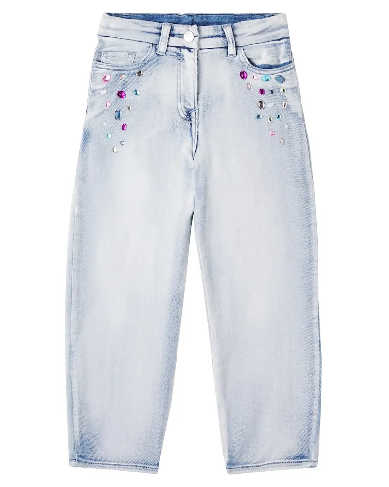 Monnalisa Verzierte Wide-Leg Jeans Blau
