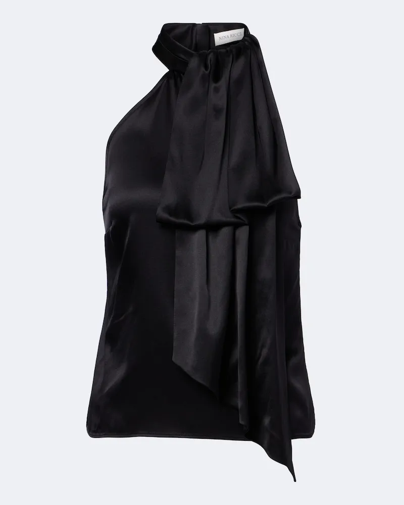 Nina Ricci Top aus Satin aus einem Seidengemisch Schwarz