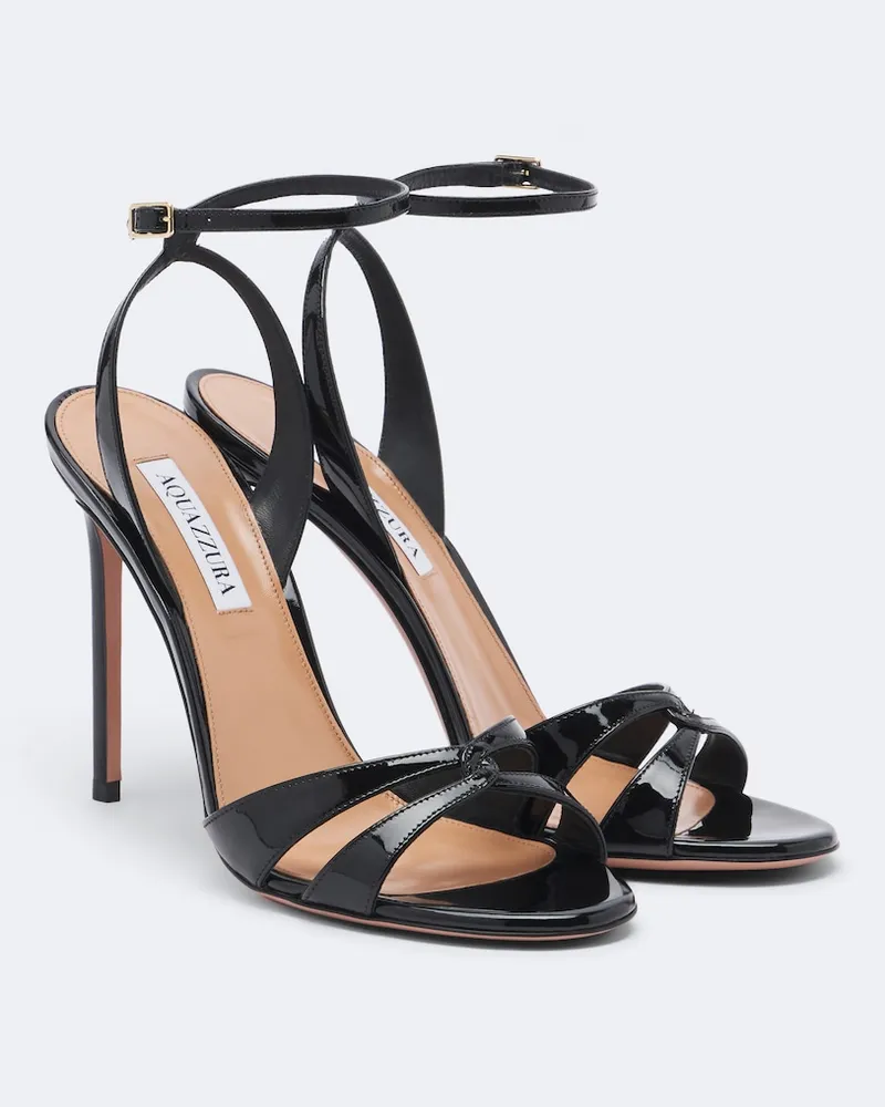 Aquazzura Sandalen You and I aus Lackleder Schwarz