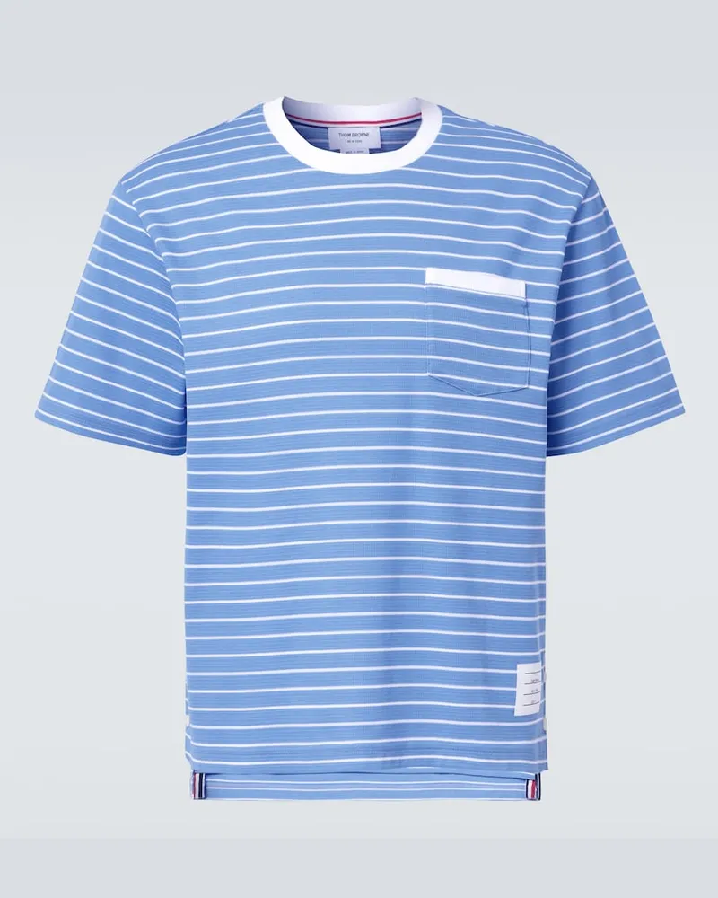 Thom Browne T-Shirt Milano aus Baumwoll-Jersey Blau
