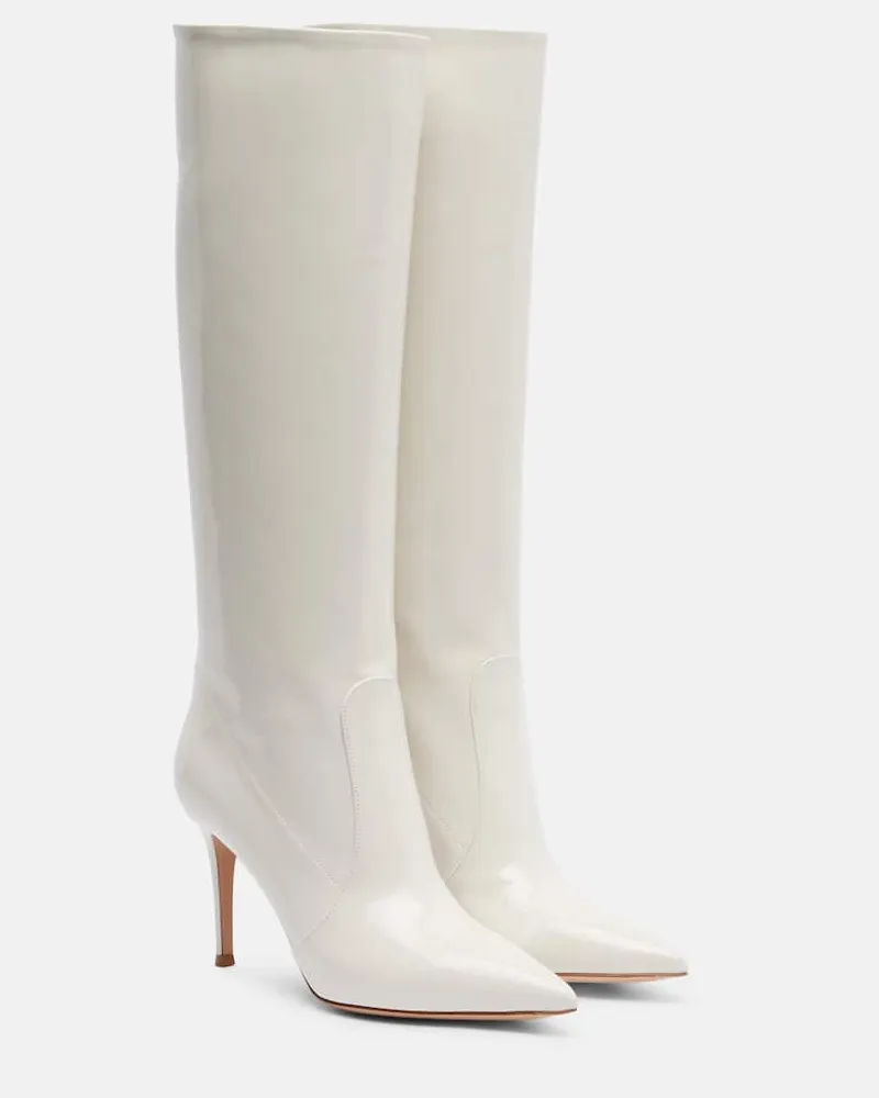 Gianvito Rossi Stiefel Hansen 85 aus Lackleder Weiß