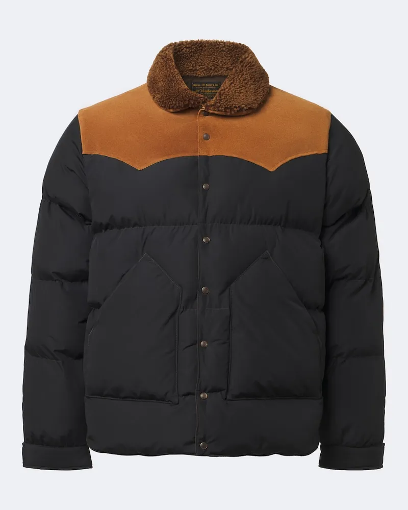 RRL Wattierte Jacke mit Veloursleder Schwarz