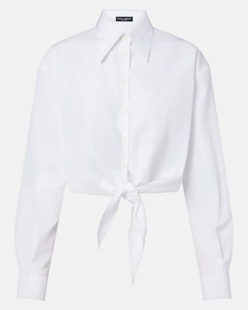Dolce & Gabbana Cropped-Hemd aus Baumwollpopeline Weiß