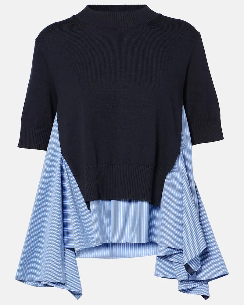 Sacai Pullover aus einem Baumwollgemisch Blau