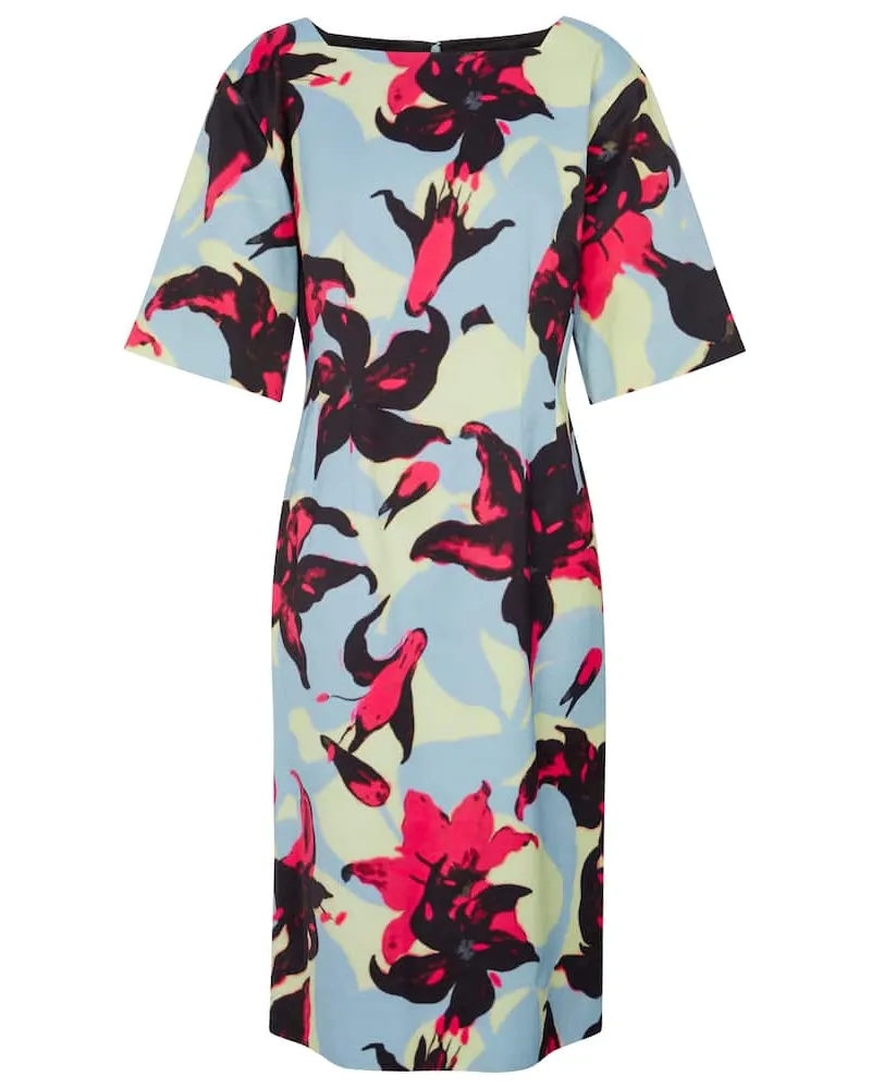 Dries van Noten Bedrucktes Midikleid aus Cady Blau