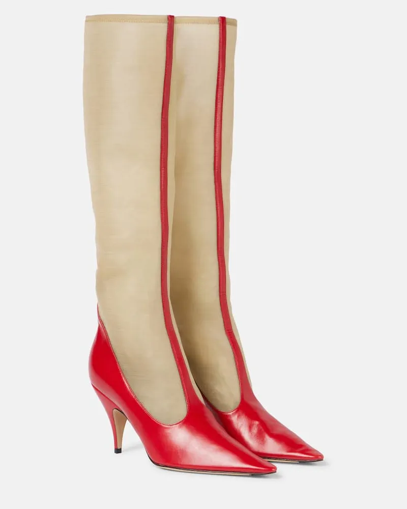 The Row Stiefel aus Mesh und Leder Rot