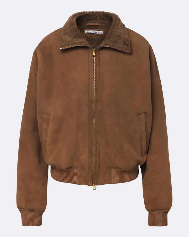 Acne Studios Bomberjacke aus Veloursleder mit Shearling Braun