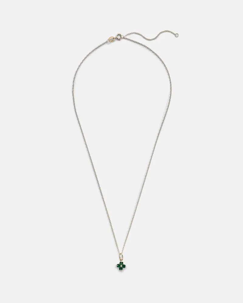 Stone & Strand Halskette Luckiest Clover aus 10kt Gelbgold mit Smaragden Gold