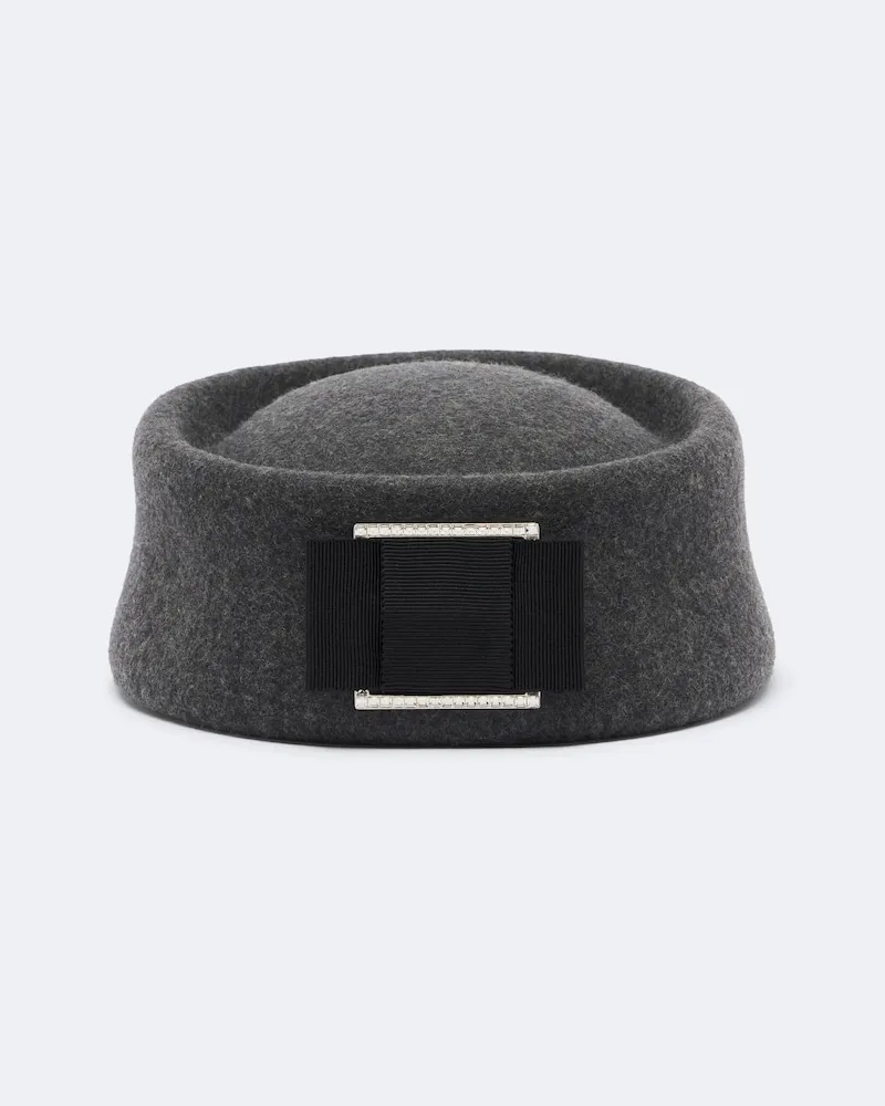 Roger Vivier Verzierter Hut aus Wollfilz Grau