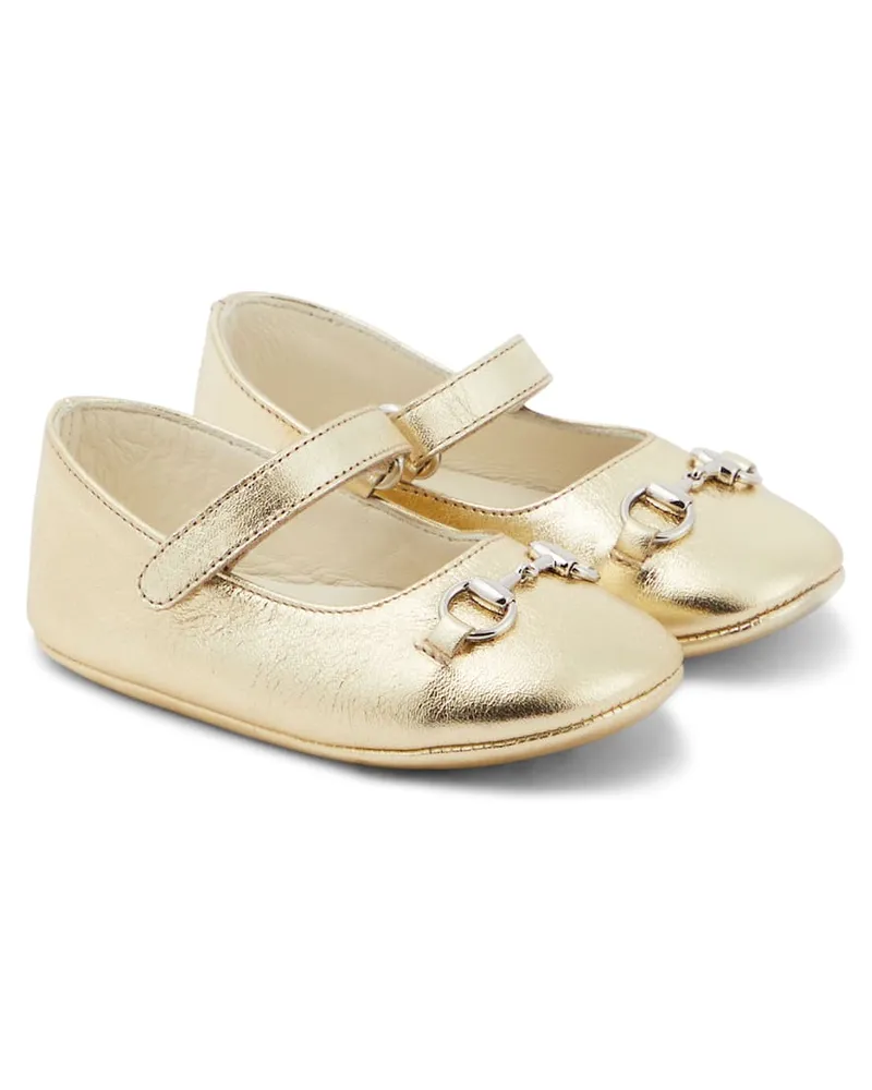 Gucci Baby Schuhe Horsebit aus Metallic-Leder Gold