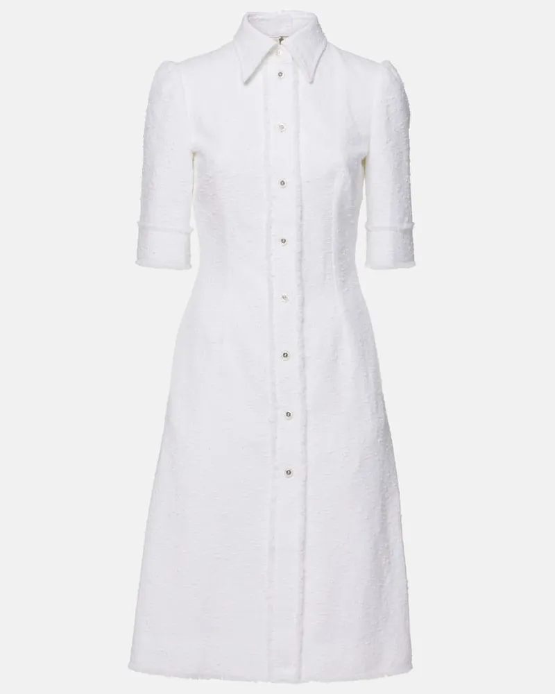 Dolce & Gabbana Hemdblusenkleid aus Tweed Weiã