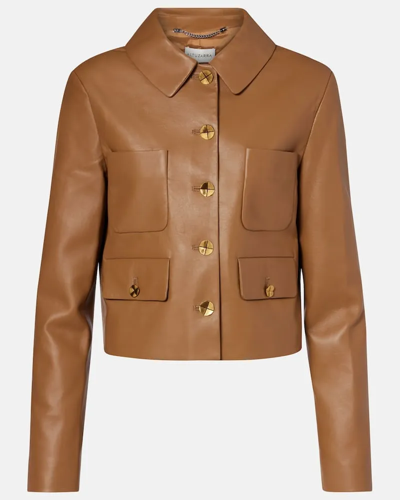 Altuzarra Cropped-Lederjacke Astley Braun