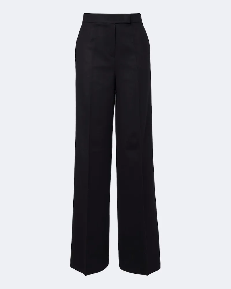 Max Mara Weite Hose aus Kamelhaar Schwarz