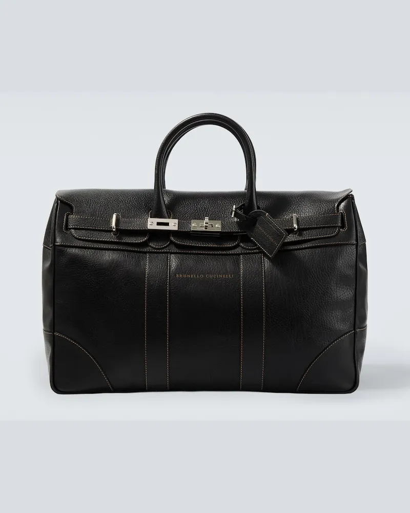 Brunello Cucinelli Tote Bag aus Leder Schwarz