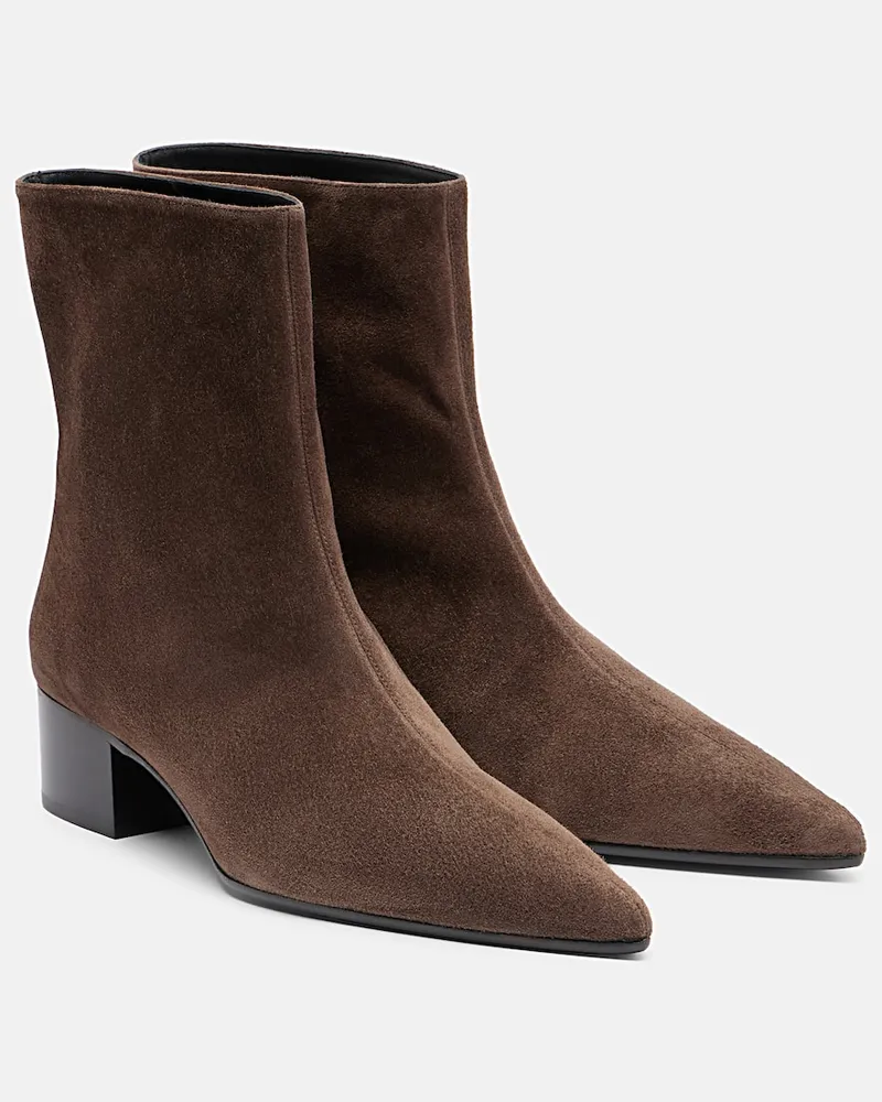 KHAITE Ankle Boots Andee aus Veloursleder Braun