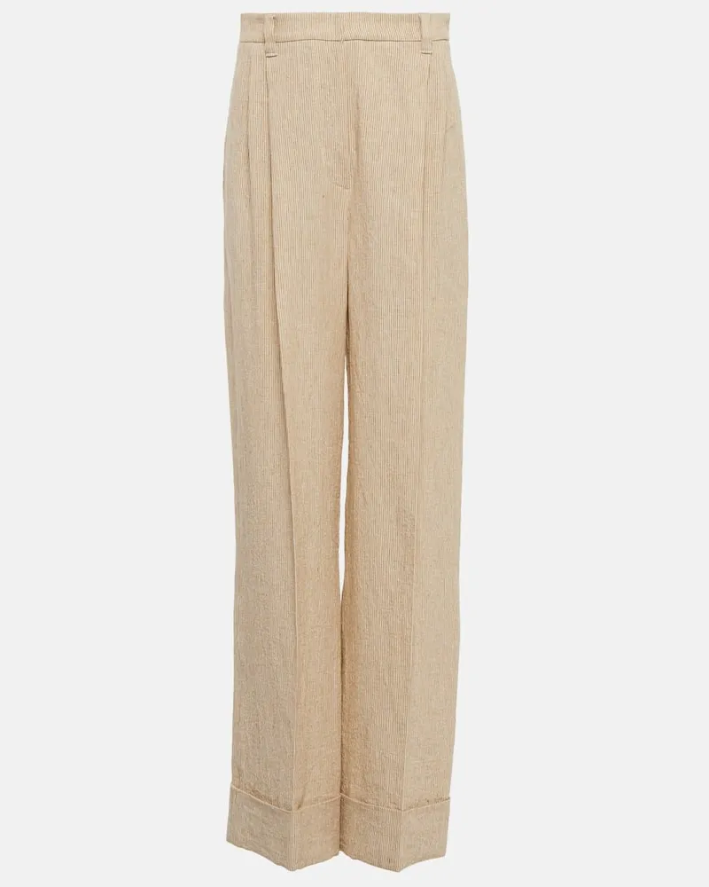 Brunello Cucinelli High-Rise-Hose aus Leinen Grün