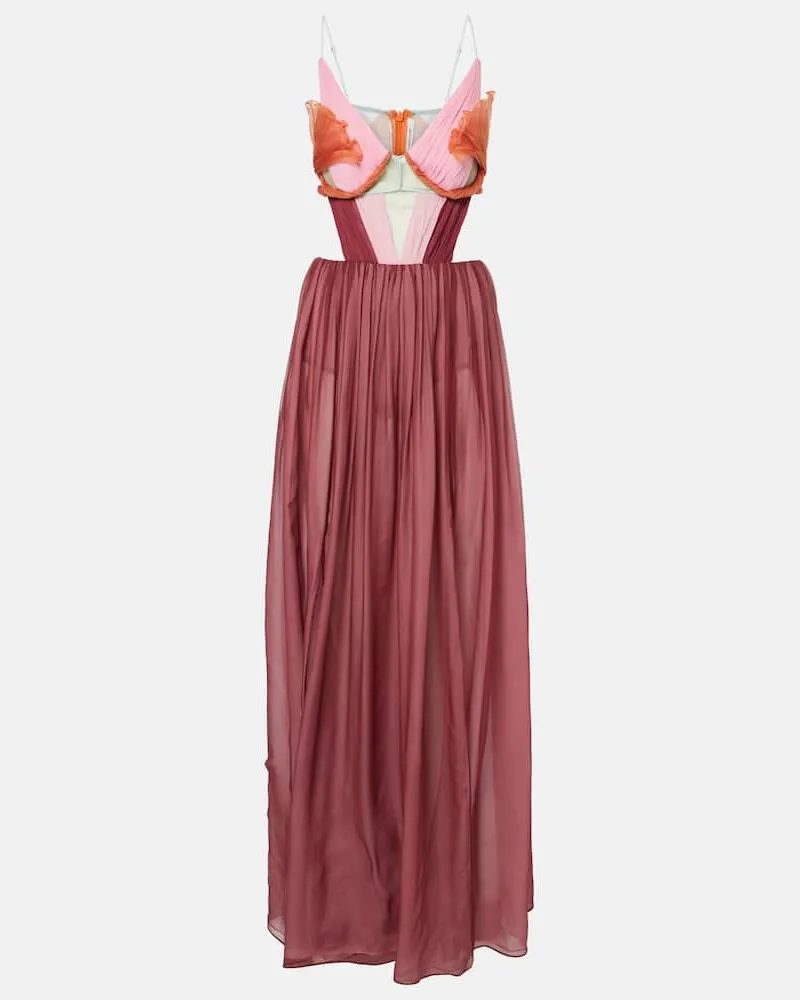 Nensi Dojaka Robe Dahlia aus Seide Burgund