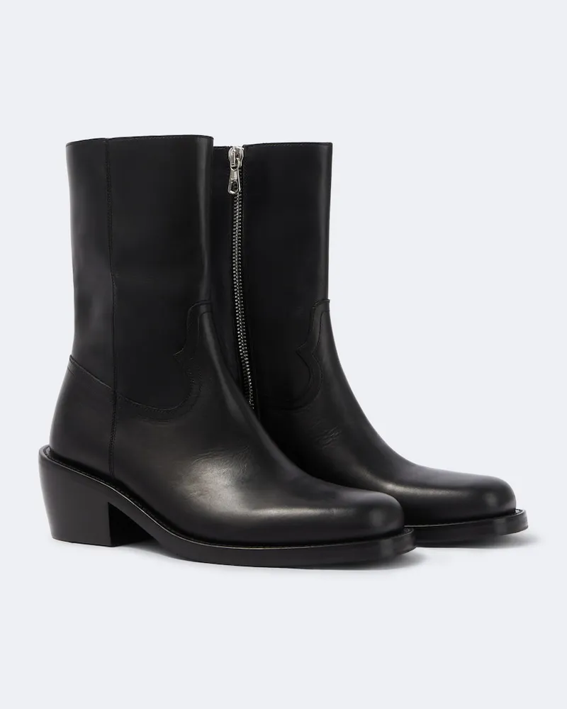 Dries van Noten Ankle Boots aus Leder Schwarz