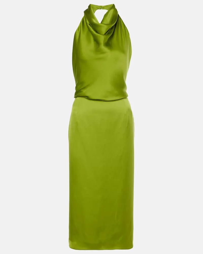Magda Butrym Midikleid aus Seidensatin Grün