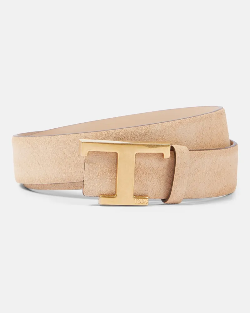TOD'S Gürtel aus Veloursleder Beige