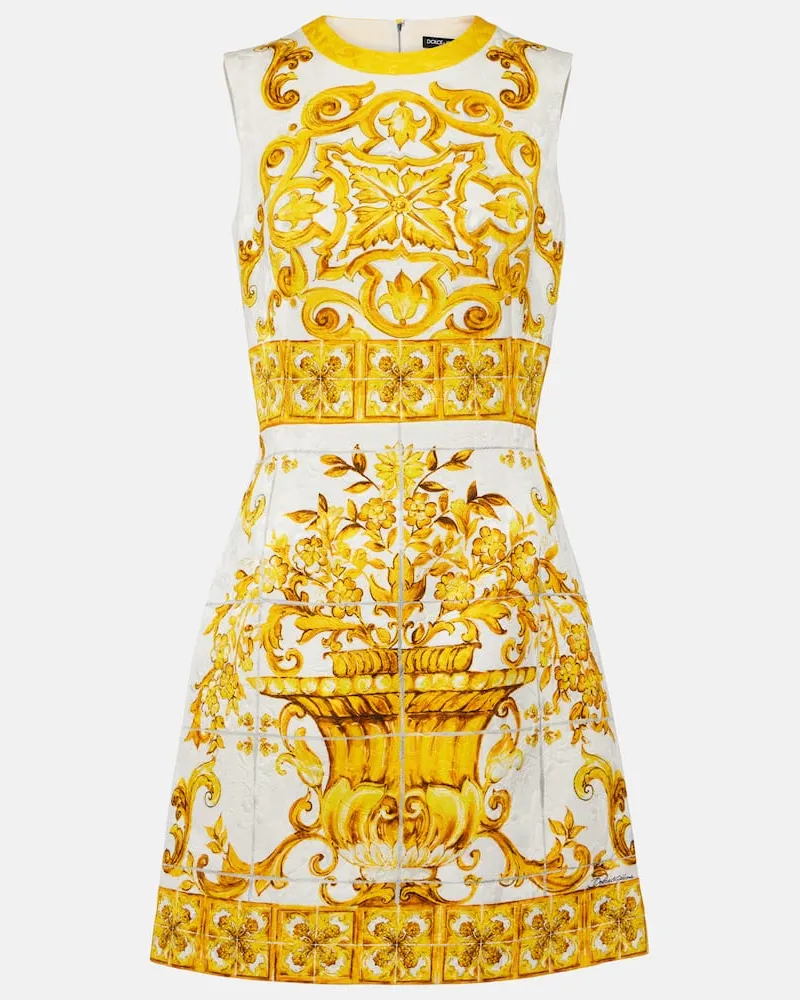 Dolce & Gabbana Minikleid Majolica aus einem Baumwollgemisch Gelb