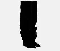 Overknee-Stiefel aus Veloursleder