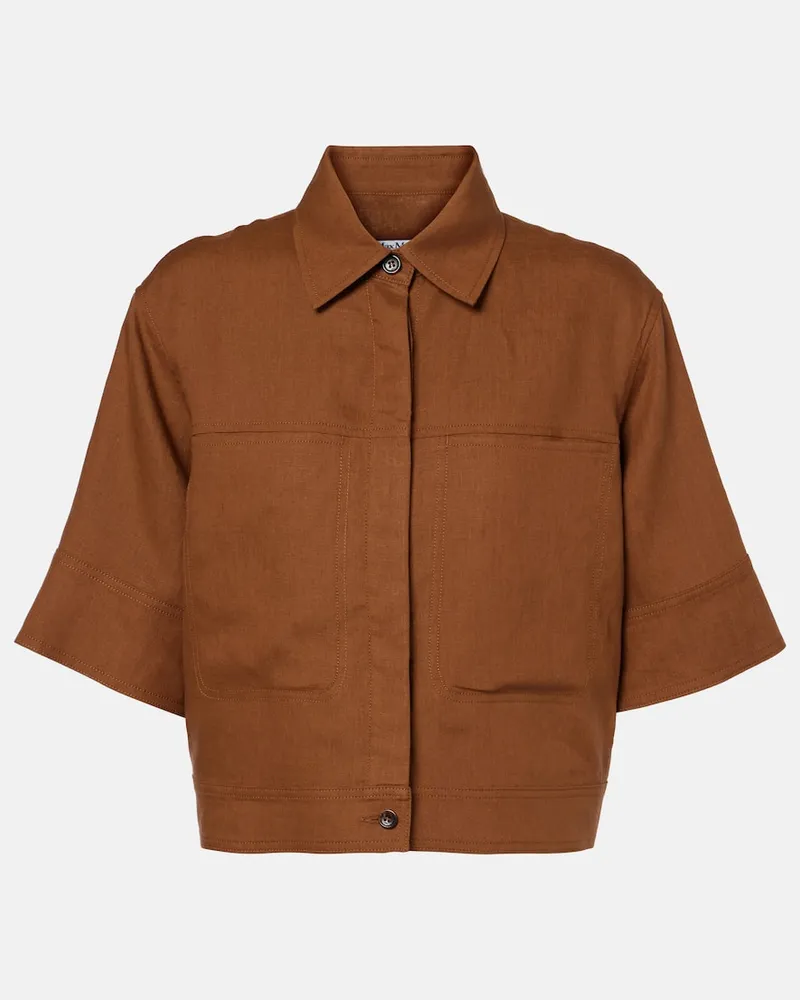 Max Mara Cropped-Hemd aus Leinen Braun