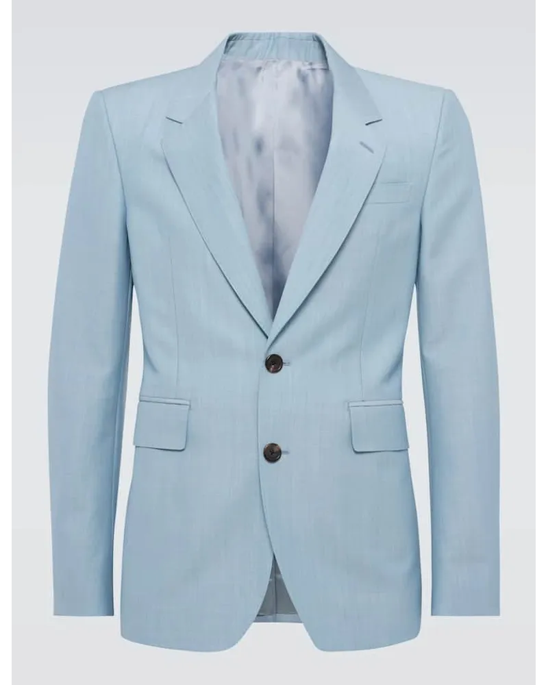 Alexander McQueen Anzugjacke aus Schurwolle und Mohair Blau