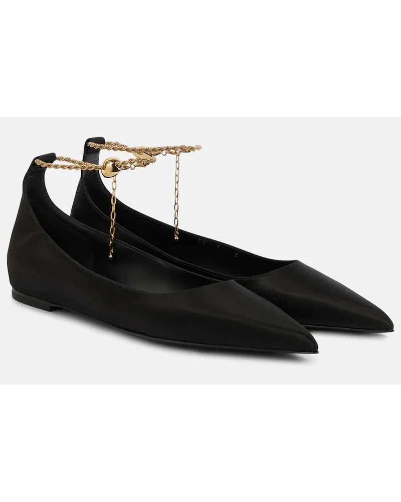 Ferragamo Ballerinas aus Satin Schwarz