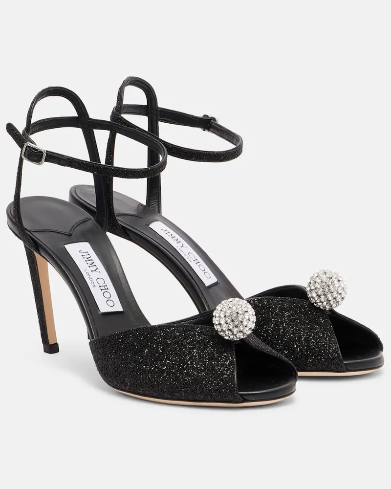 Jimmy Choo Sandalen Sacora 85 mit Glitter Schwarz