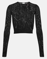 Saint Laurent Cropped-Top aus Rippstrick Schwarz