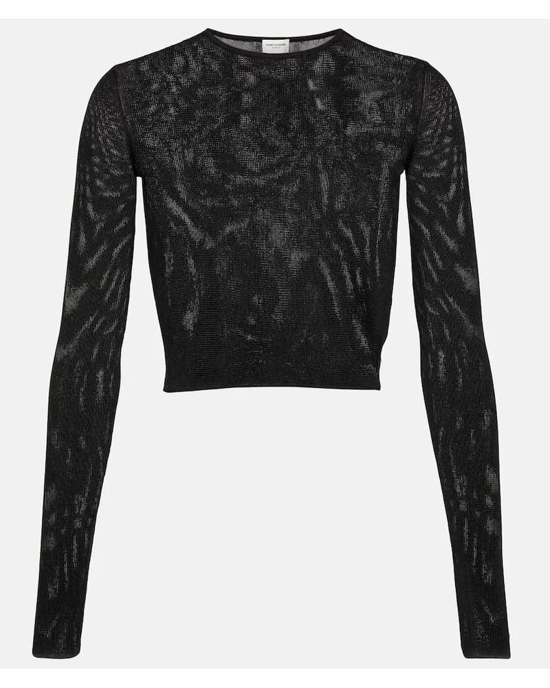 Saint Laurent Cropped-Top aus Strick Schwarz