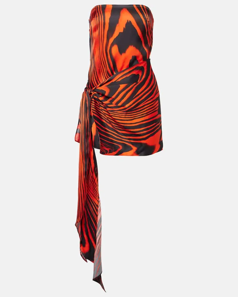 David Koma Bedrucktes Bustier-Kleid Rot