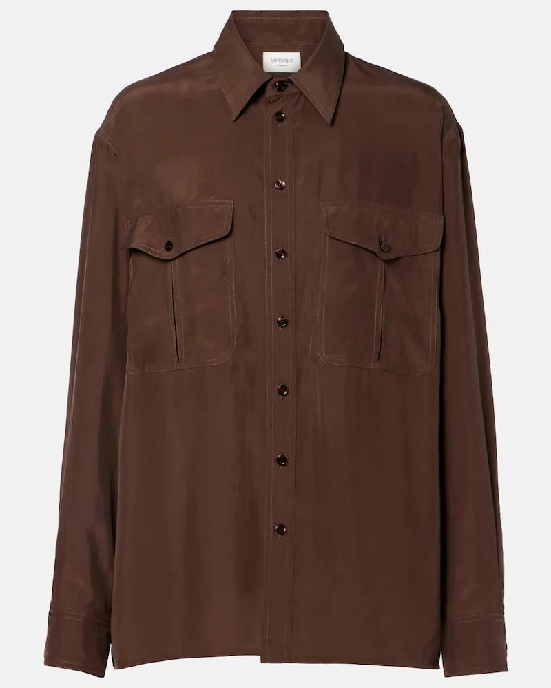 Saint Laurent Hemd aus Seide Braun