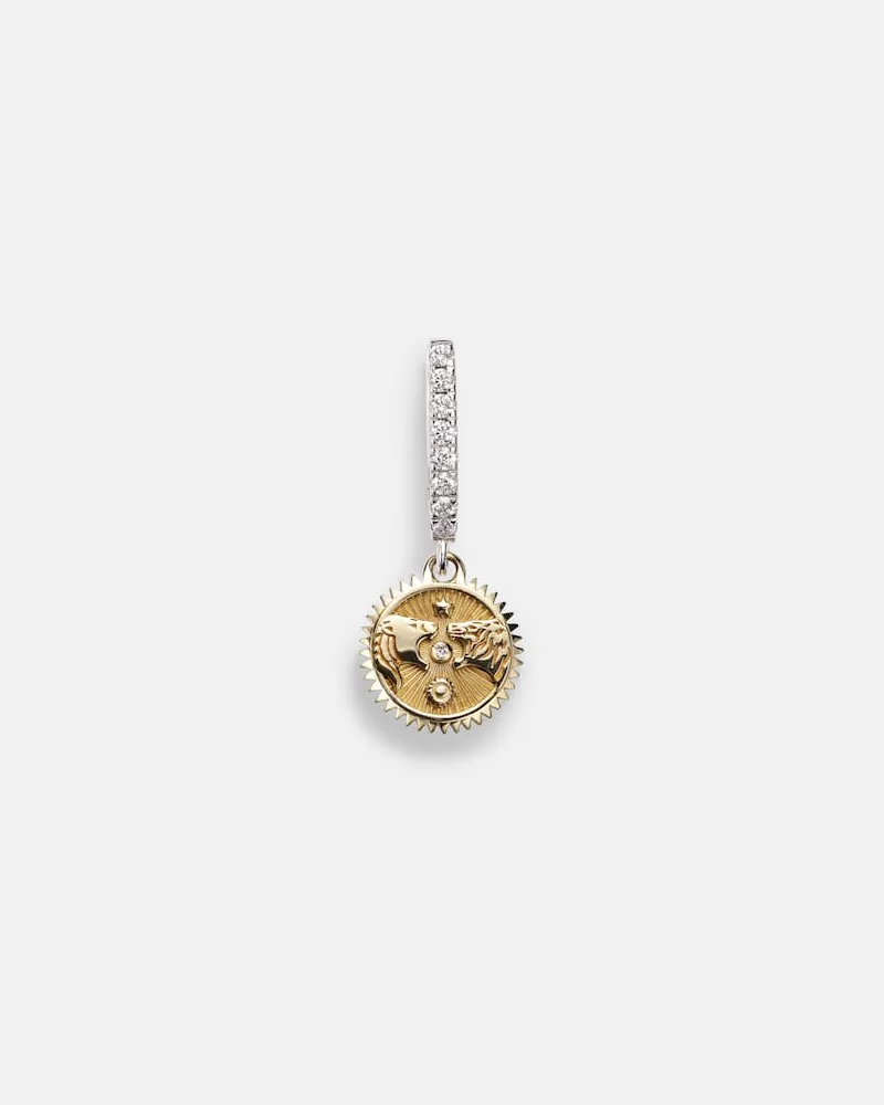 FOUNDRAE Einzelner Ohrring Strength Mini aus 18kt Weiß- und Gelbgold mit Diamanten Gold