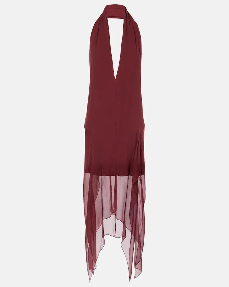 Ferragamo Minikleid aus Seiden-Georgette Burgund