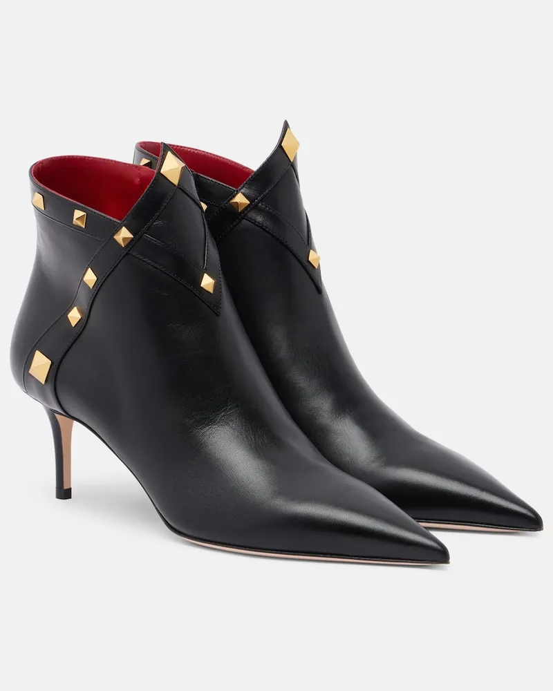 Valentino Garavani Ankle Boots Studdy aus Leder Schwarz