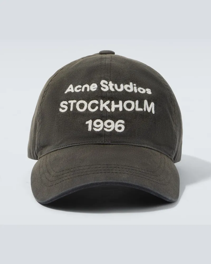 Acne Studios Bestickte Baseballcap aus Baumwolle Schwarz