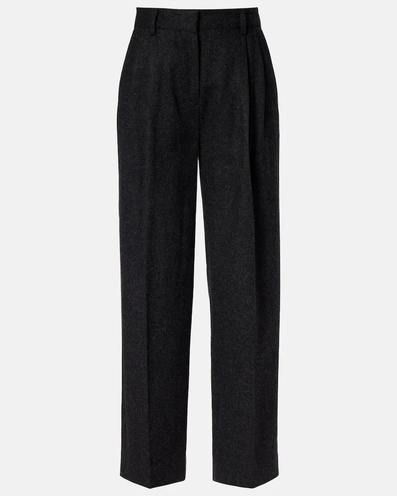 Totême Gerade Hose aus Flanell aus einem Wollgemisch Grau