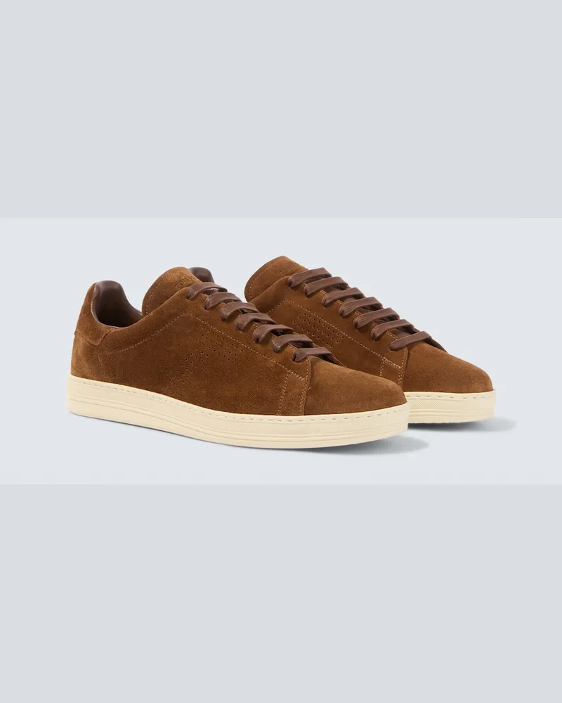 Tom Ford Sneakers Warwick aus perforiertem Veloursleder Beige