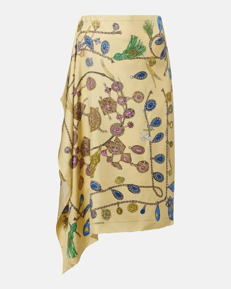 Versace Wickelrock aus Seiden-Twill Gelb