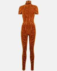 Alex Perry Jumpsuit Benton aus Devore-Samt Orange