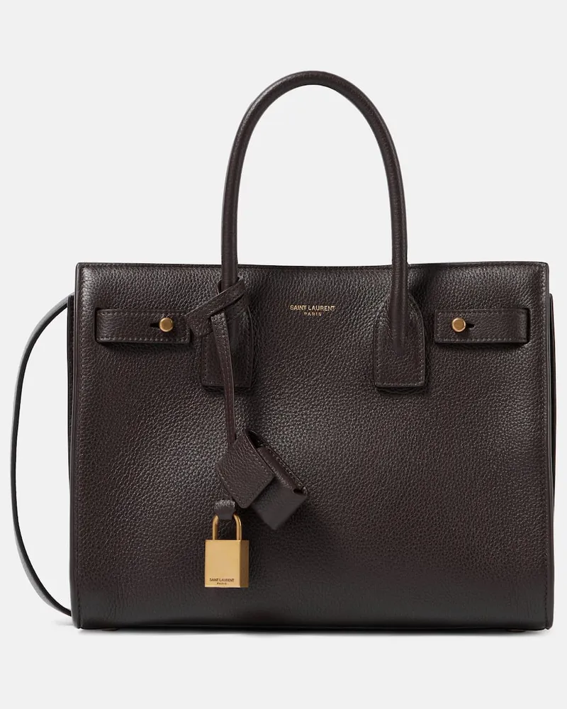 Saint Laurent Tote Sac De Jour Baby aus Leder Braun